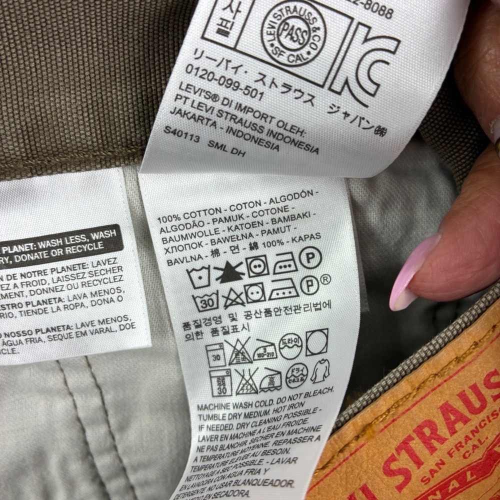 Levis 514 Straight Fit Pants Mens 38x32 Brown Canvas Workwear Cotton Jeans - Picture 6 of 12